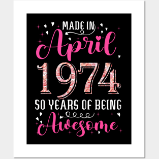 50th Birthday Floral Gift for Womens Born in April 1974 Posters and Art